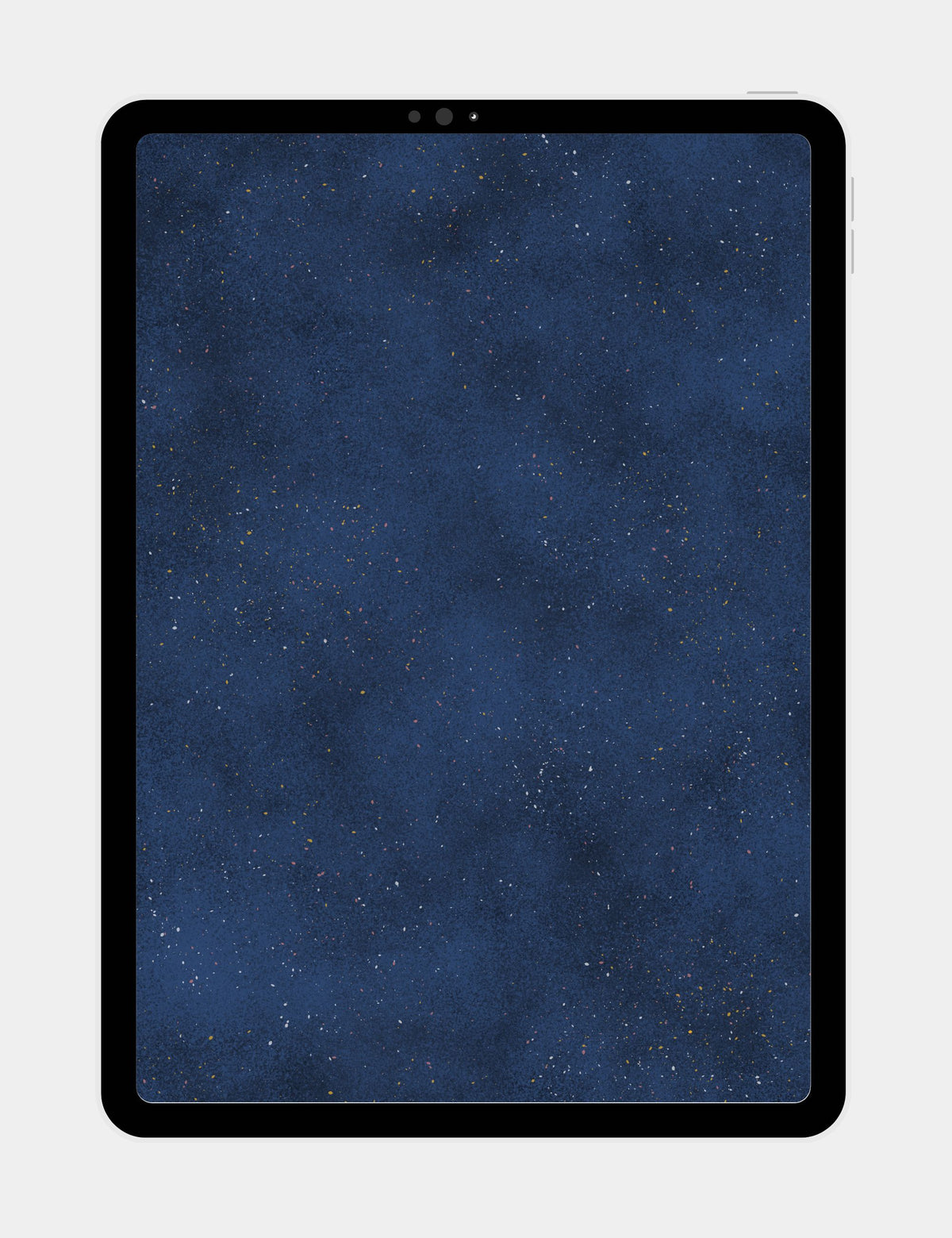 Big Blue ground tablet wallpaper from Bella the Sunshine Girl, featuring richly textured deep blue soil with tiny pink, gold, white, and blue flecks.