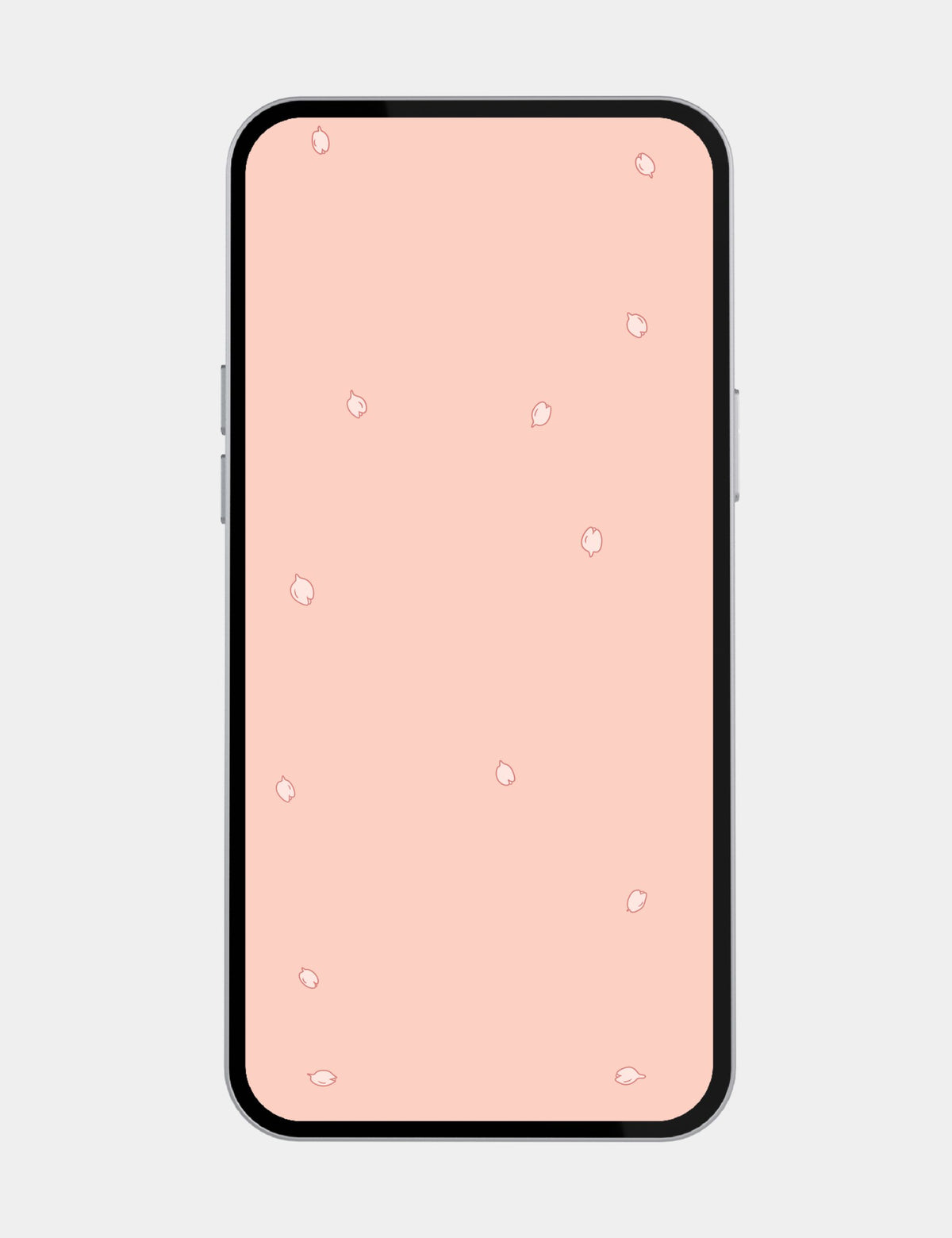 Pink mobile wallpaper from Bella the Sunshine Girl featuring simple hand-drawn blossom petals scattered across a soft blush pink background.