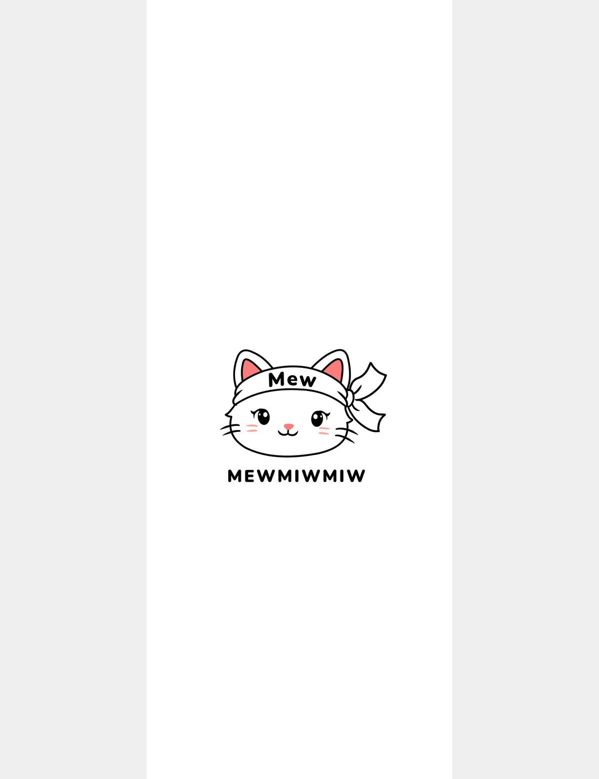 Mewmiwmiw white cat head with open eyes, Mew headband and MEWMIWMIW wordmark on a transparent background for mobile case design